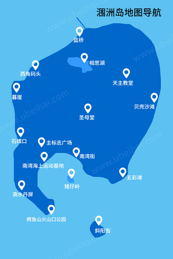 涠洲岛旅游景区地图/涠洲岛导览图