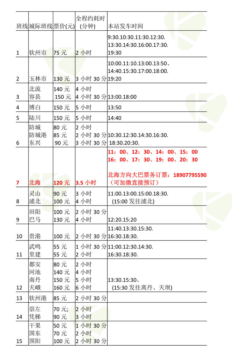 南宁吴圩机场大巴时刻表