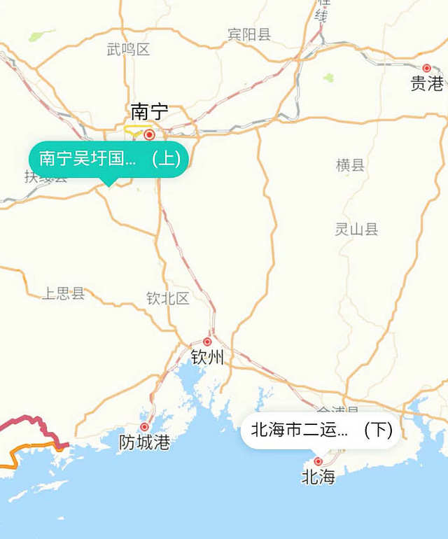 南宁吴圩机场至北海路线